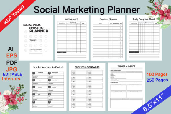 Creative Social Marketing Planner 250 Pages